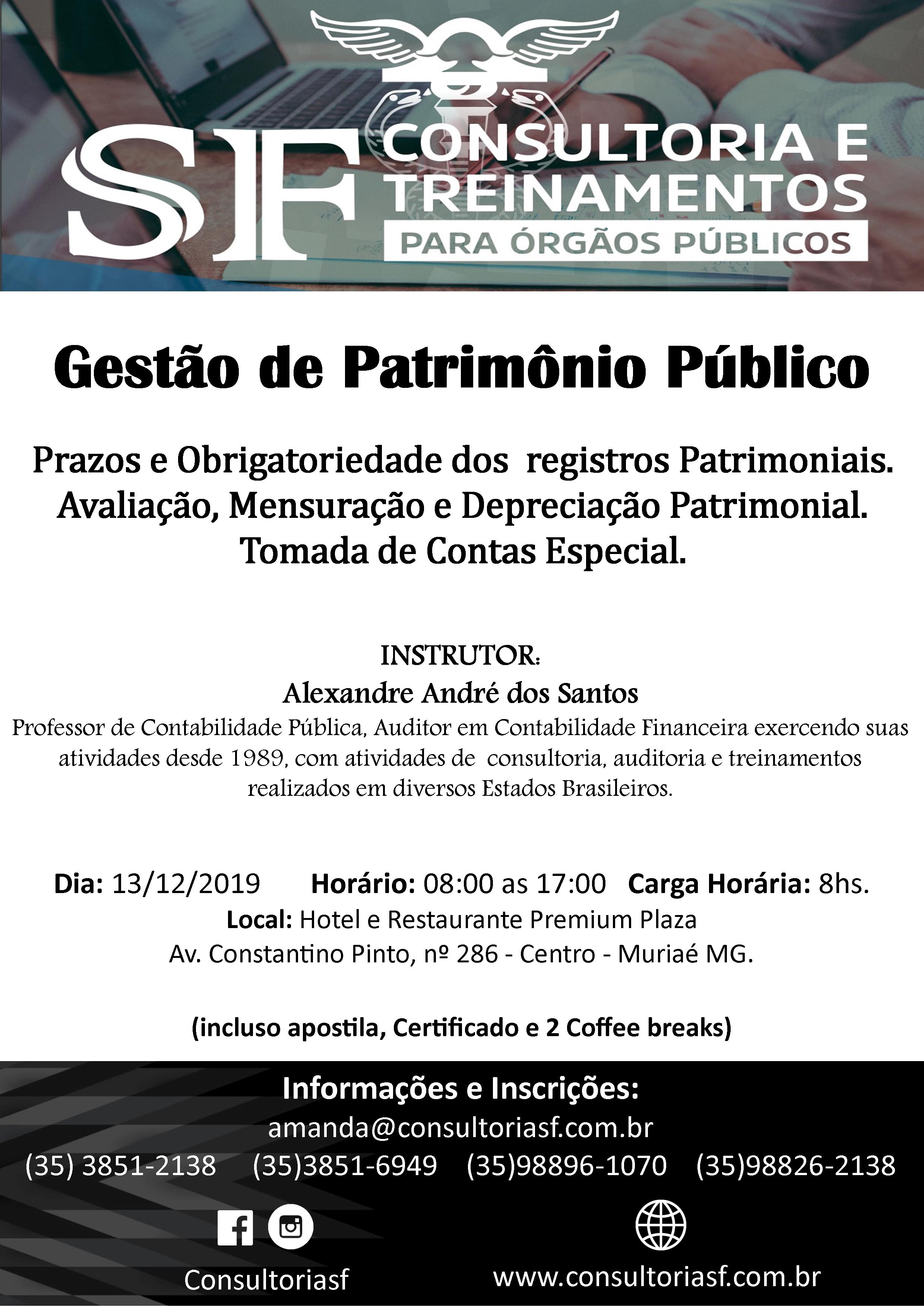 Inscrições abertas para o treinamento: Gestão de Patrimônio Público!&nbsp;Confira!