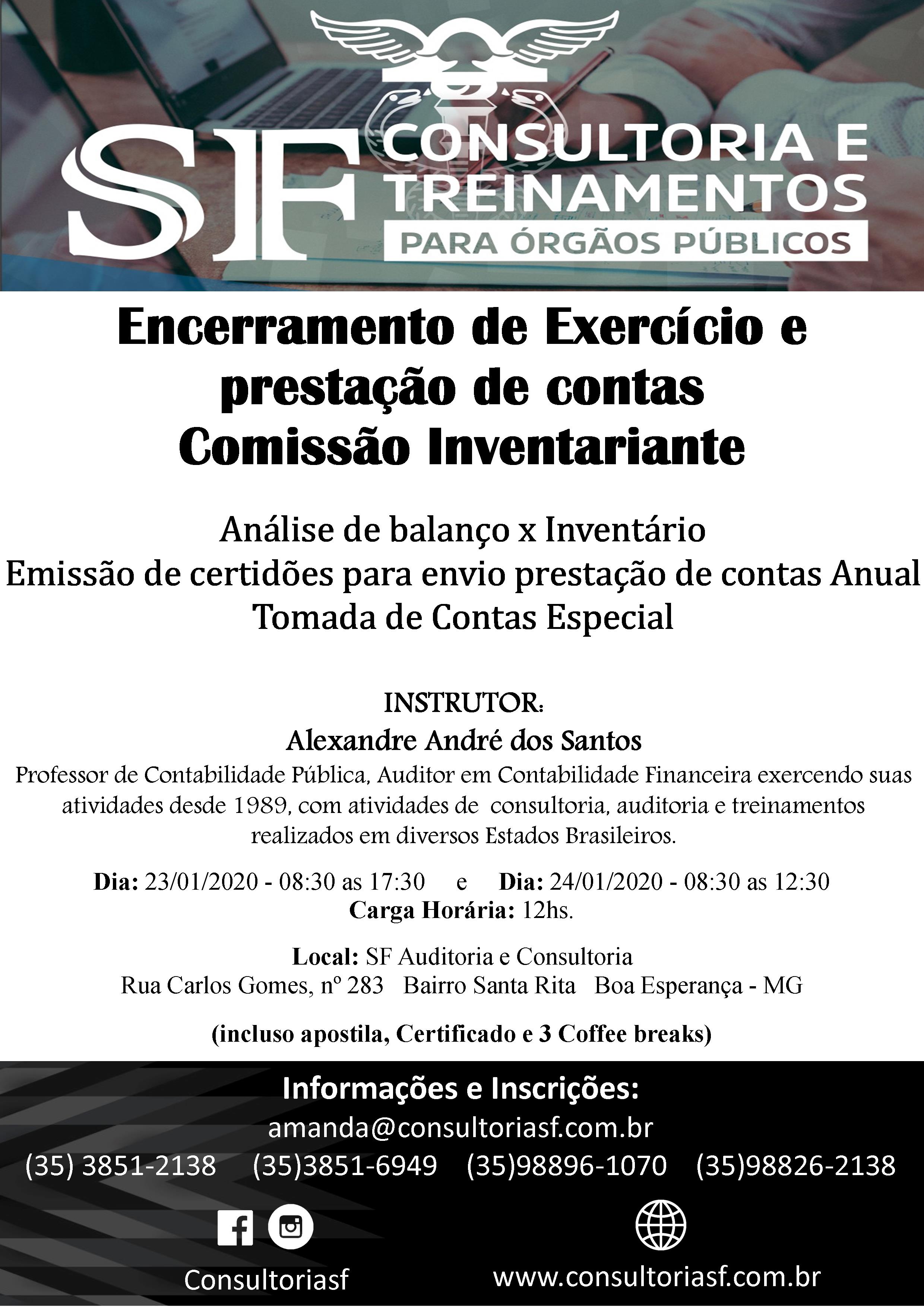 Inscrições abertas para o treinamento: Encerramento de Exercício e Prestação de Contas Comissão Inventariante!&nbsp;Confira!