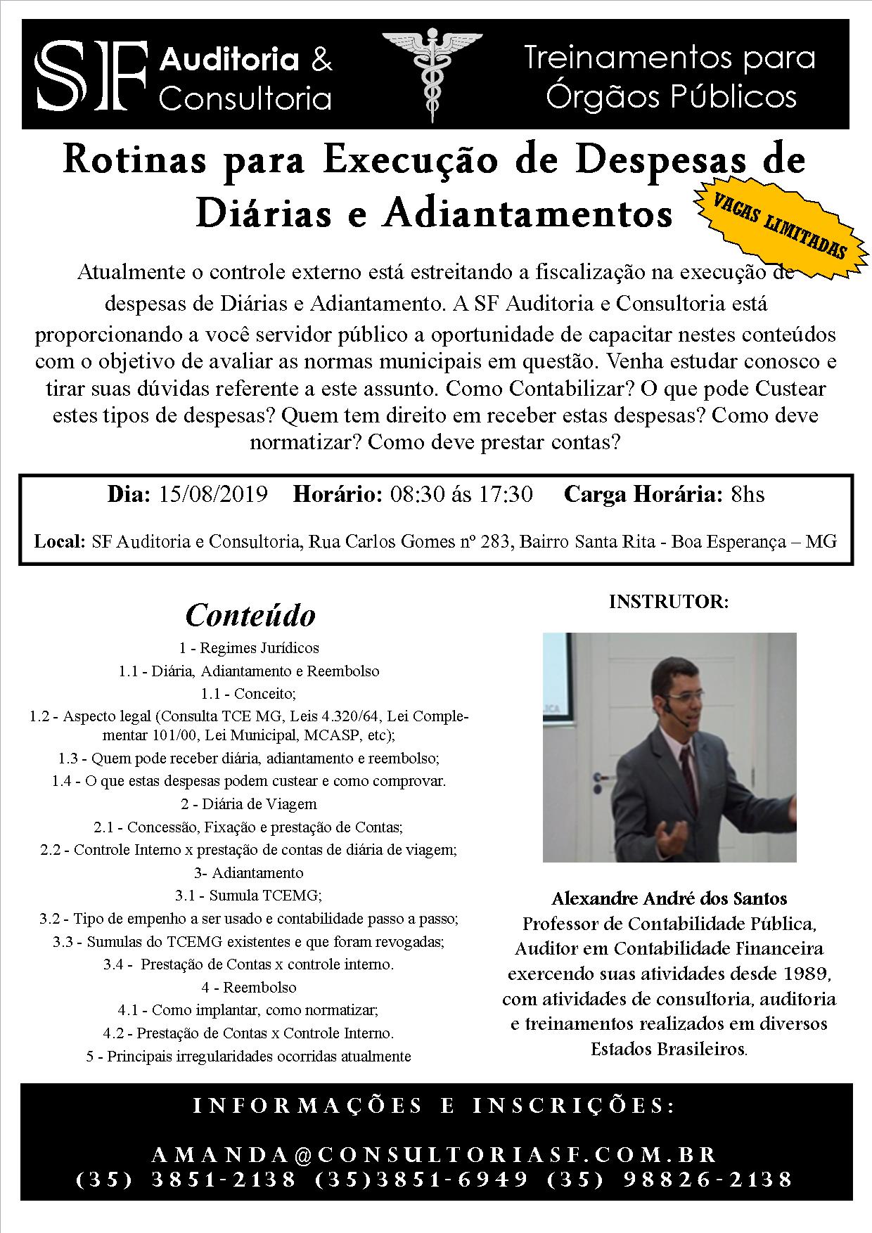 Inscrições abertas para o treinamento: Rotinas para Execução de Despesas de Diárias e&nbsp;Adiantamentos