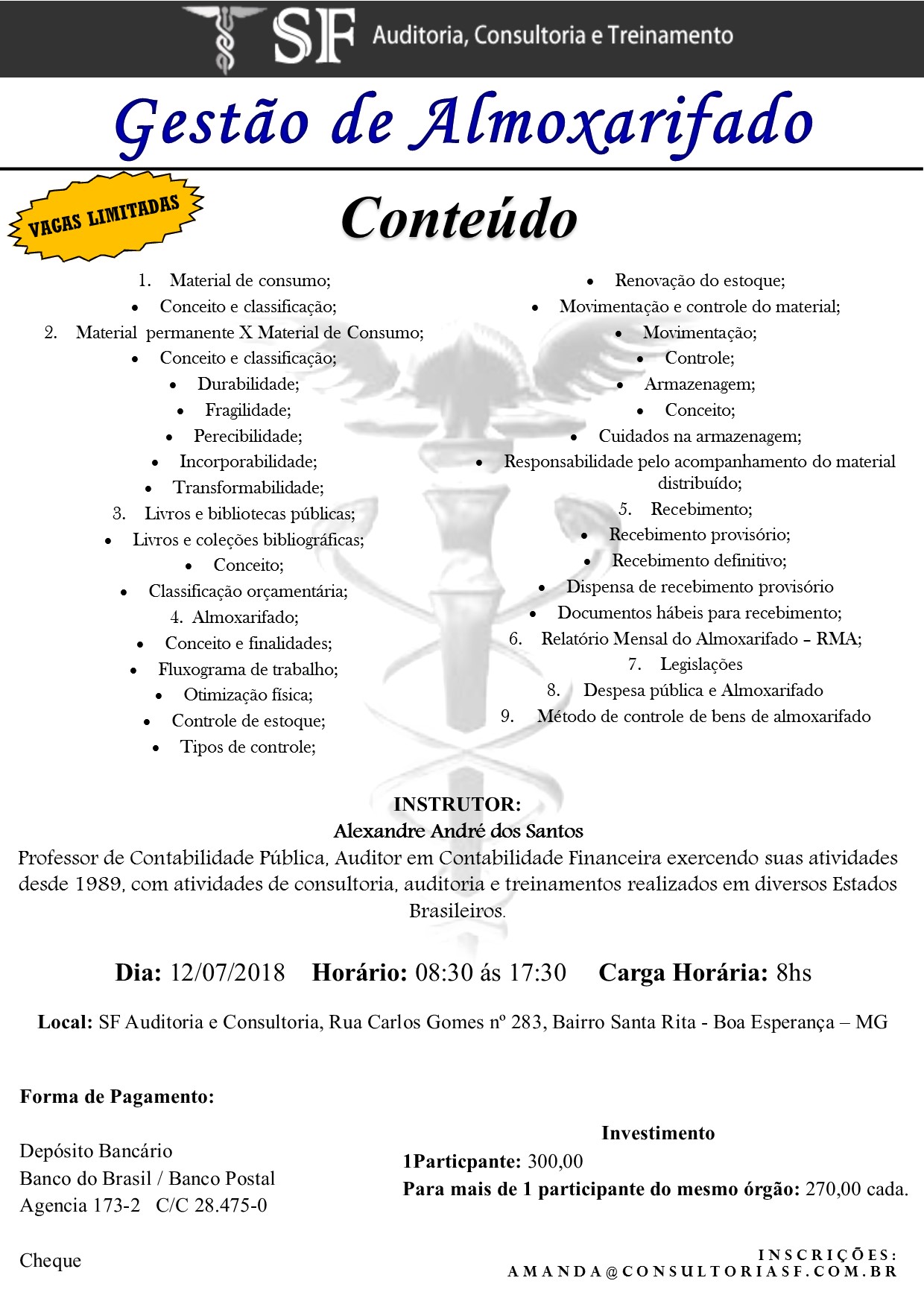 Treinamento novo! GESTÃO DE&nbsp;ALMOXARIFADO