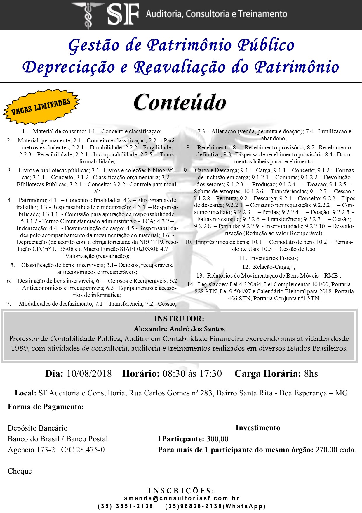 Treinamento novo! GESTÃO DE PATRIMÔNIO PÚBLICO – DEPECIAÇÃO E REVALIAÇÃO DO PATRIMÔNIOTreinamento novo!