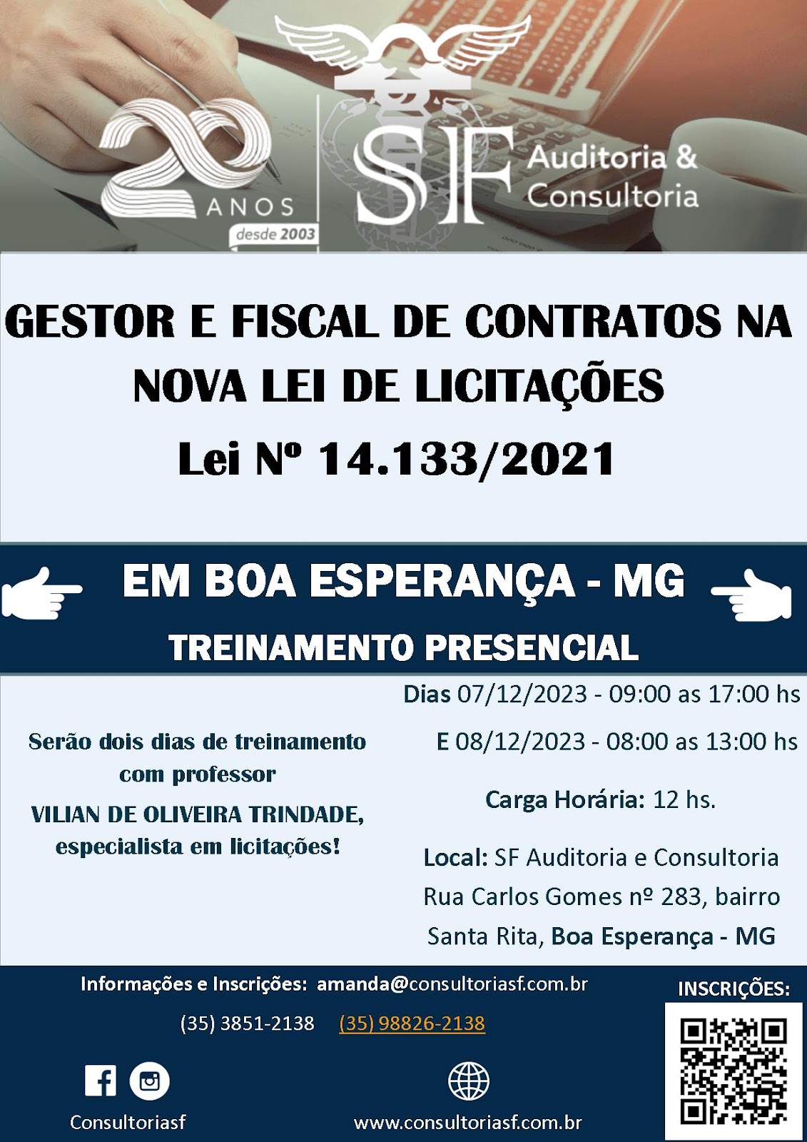 📢 TREINAMENTO ADIADO!