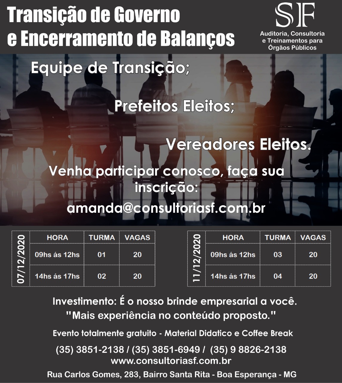 📢 TREINAMENTO GRATUITO!