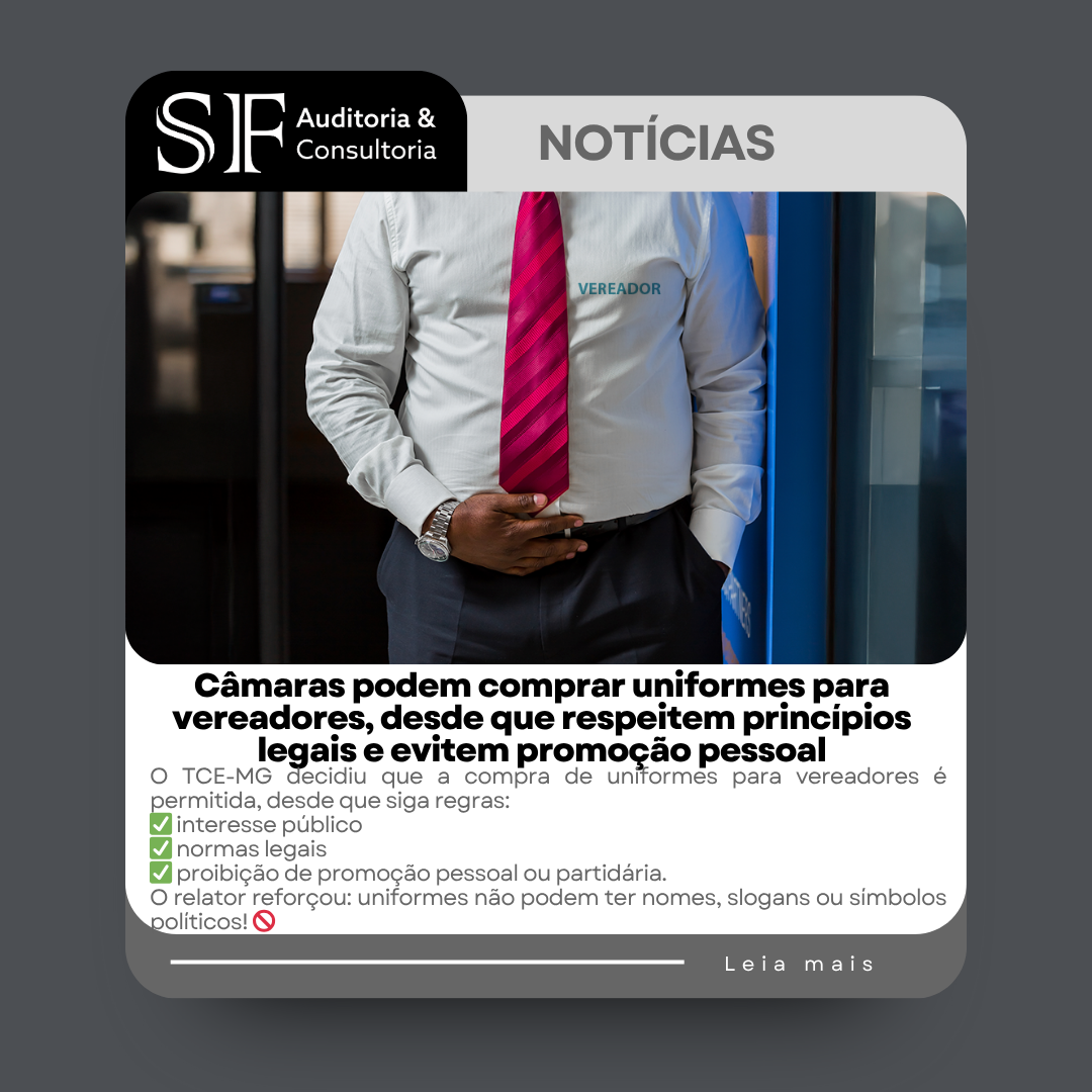 Câmaras podem comprar uniformes para vereadores, desde que respeitem princípios legais e evitem promoção&nbsp;pessoal