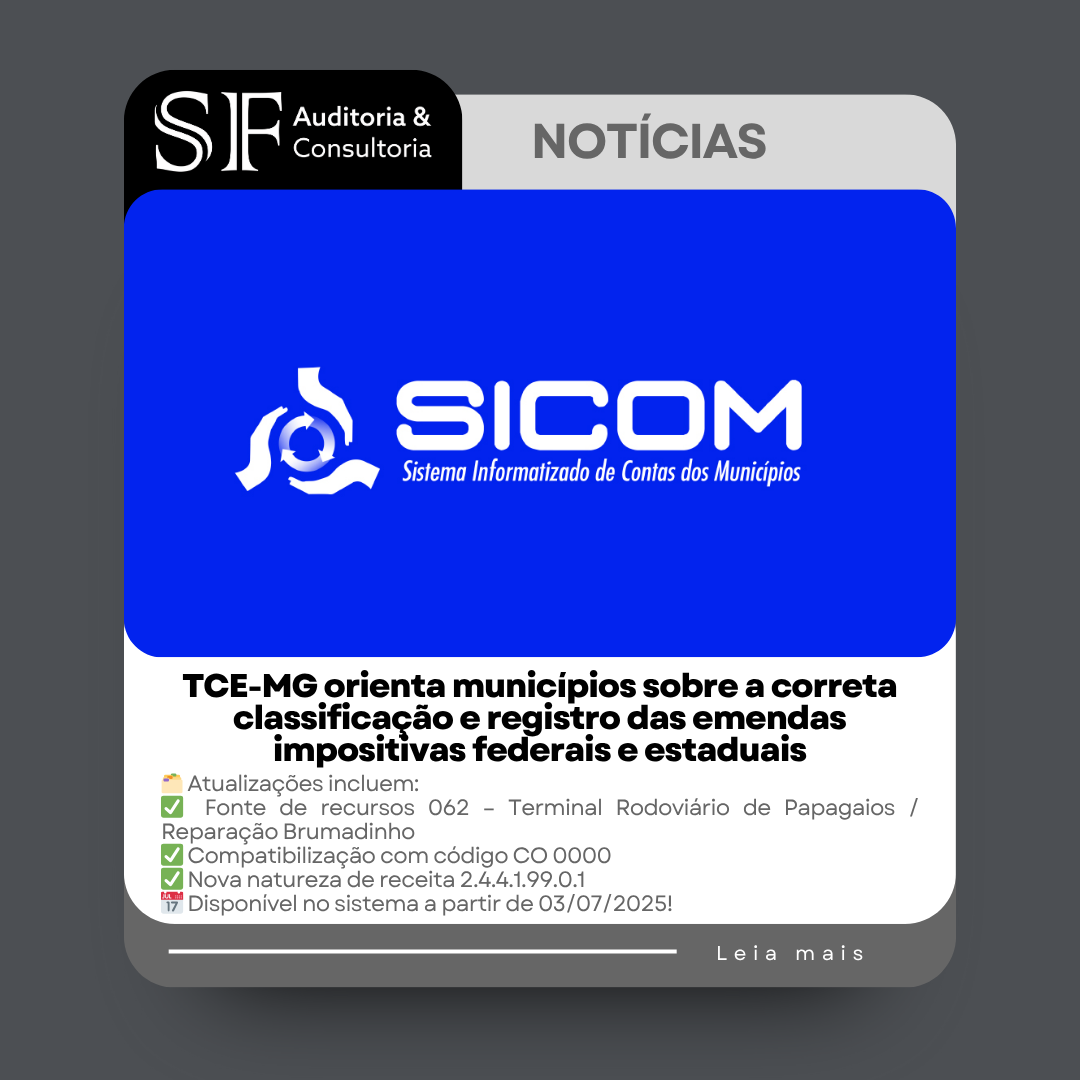 TCE-MG publica novas versões das tabelas de classificação e compatibilização de recursos para&nbsp;2025