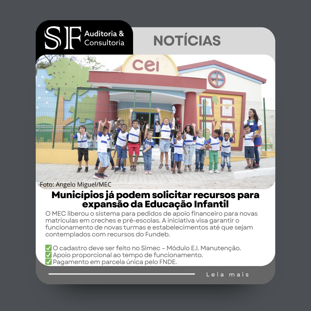 Municípios já podem solicitar recursos para expansão da Educação&nbsp;Infantil