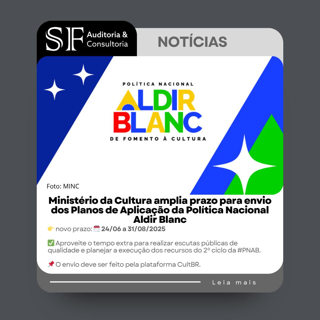 Ministério da Cultura amplia prazo para envio dos Planos de Aplicação da Política Nacional Aldir&nbsp;Blanc