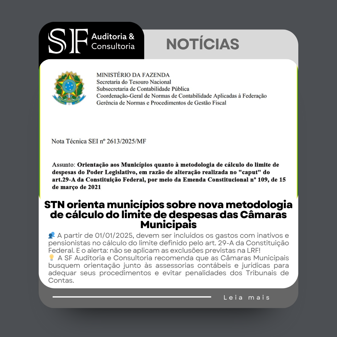 STN orienta municípios sobre nova metodologia de cálculo do limite de despesas das Câmaras&nbsp;Municipais
