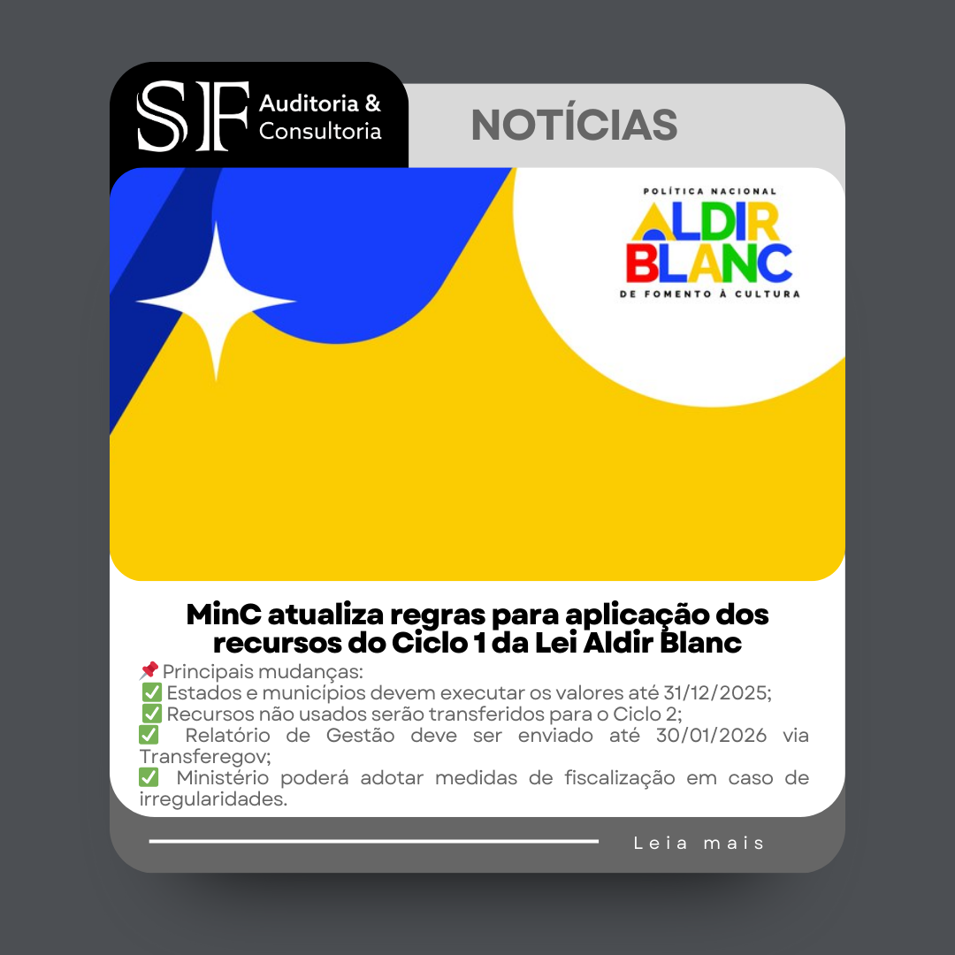 MinC atualiza regras para aplicação dos recursos do Ciclo 1 da Lei Aldir&nbsp;Blanc