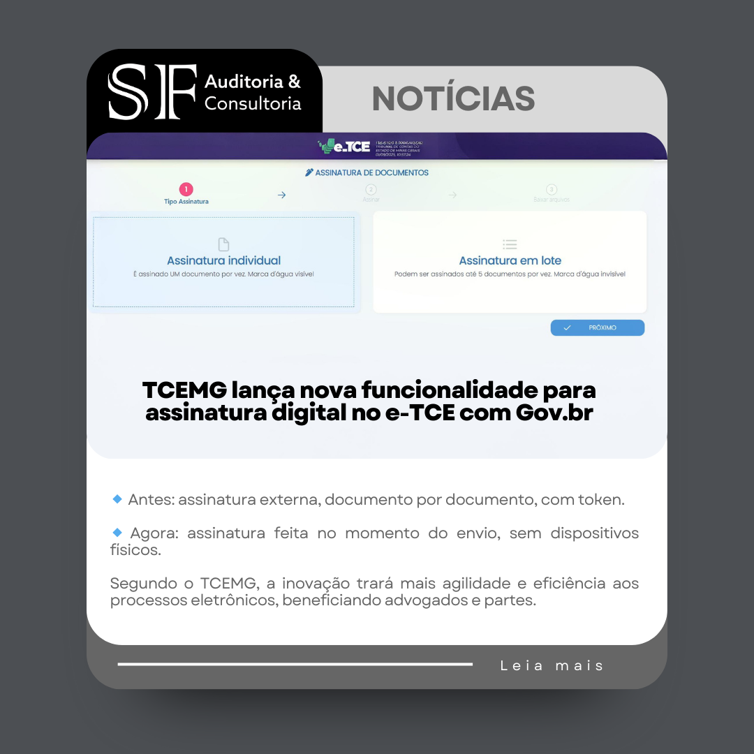 TCEMG lança nova funcionalidade para assinatura digital no e-TCE com&nbsp;Gov.br