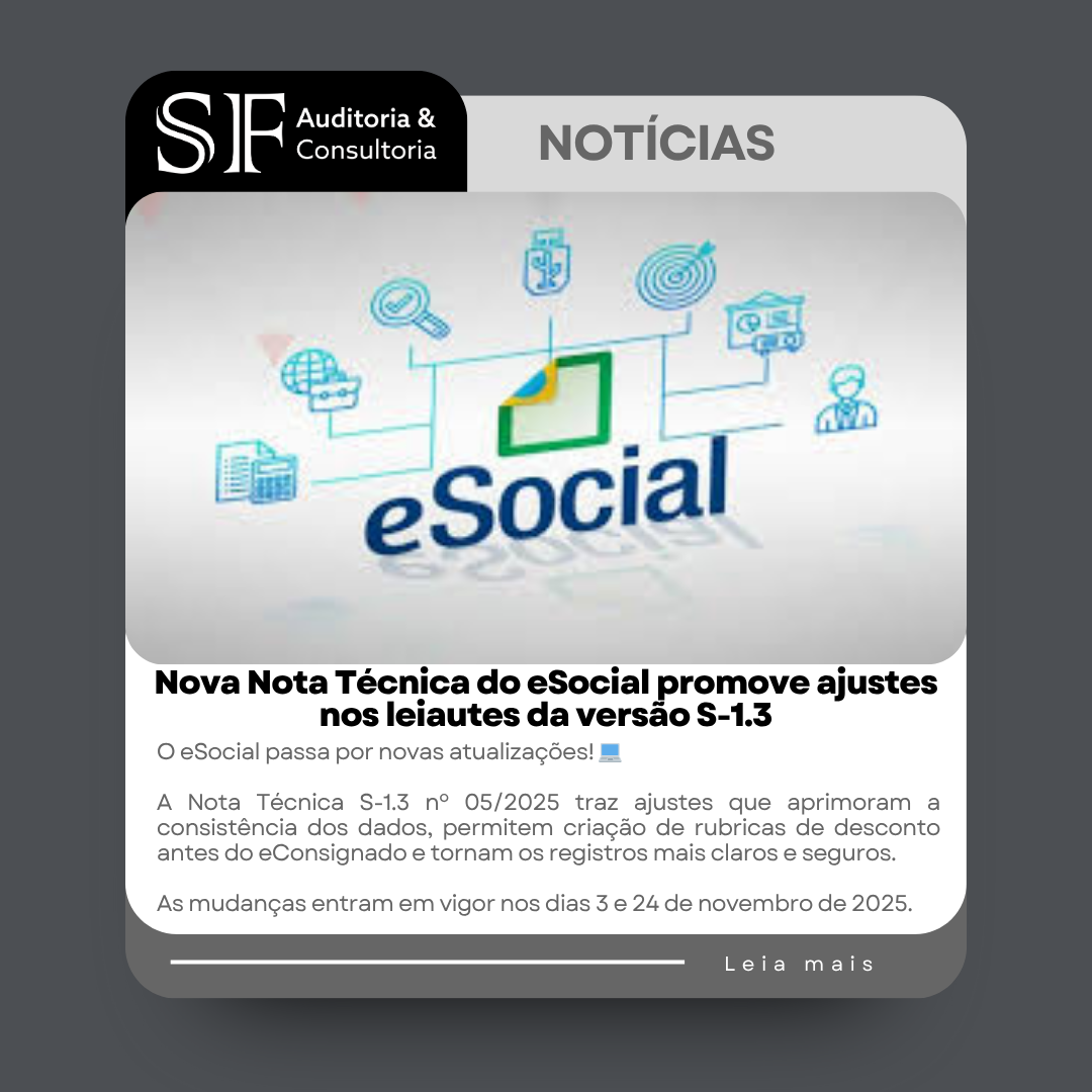Nova Nota Técnica do eSocial promove ajustes nos leiautes da versão&nbsp;S-1.3