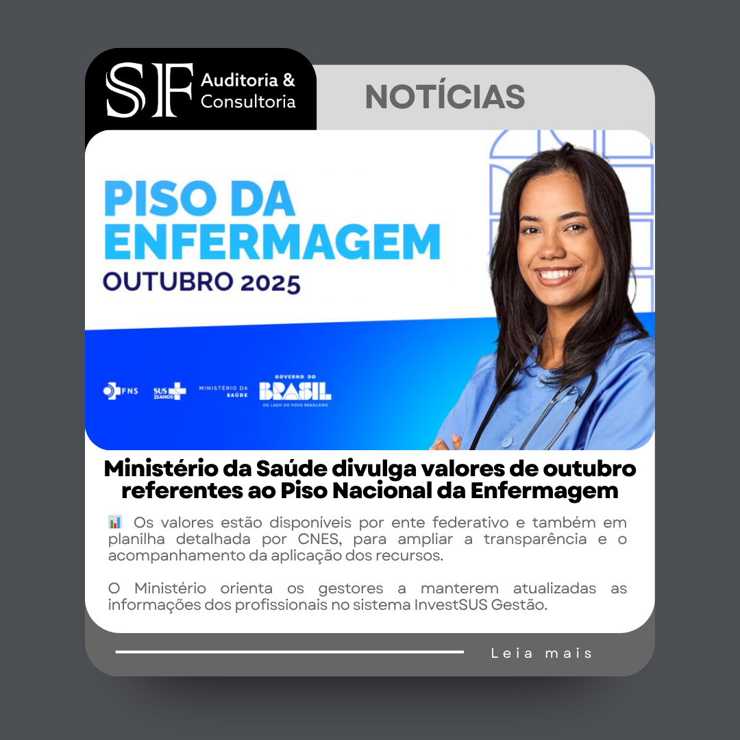 Ministério da Saúde divulga valores de outubro referentes ao Piso Nacional da&nbsp;Enfermagem