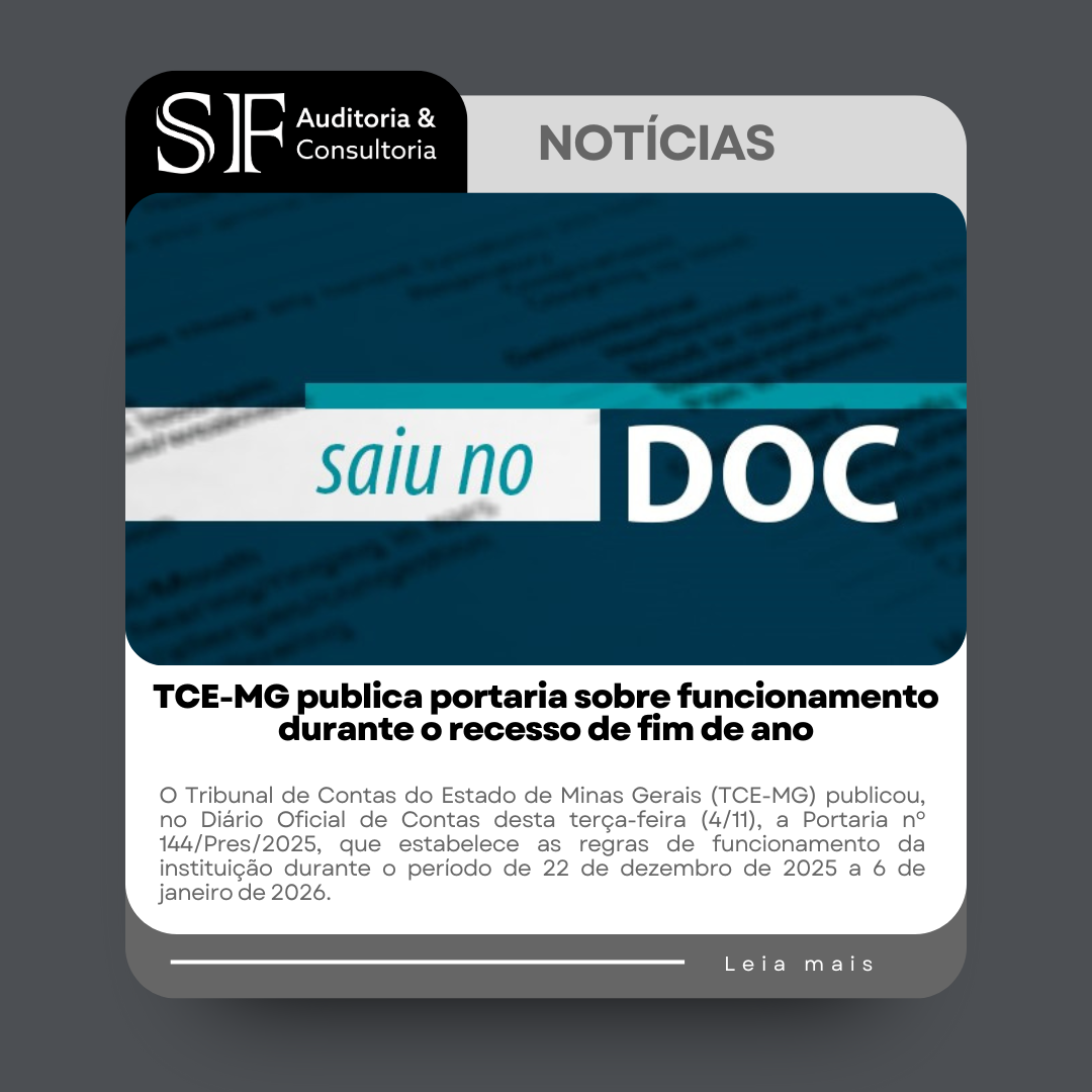 TCE-MG publica portaria sobre funcionamento durante o recesso de fim de&nbsp;ano