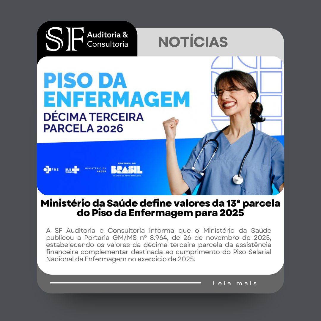 Ministério da Saúde define valores da 13ª parcela do Piso da Enfermagem para&nbsp;2025