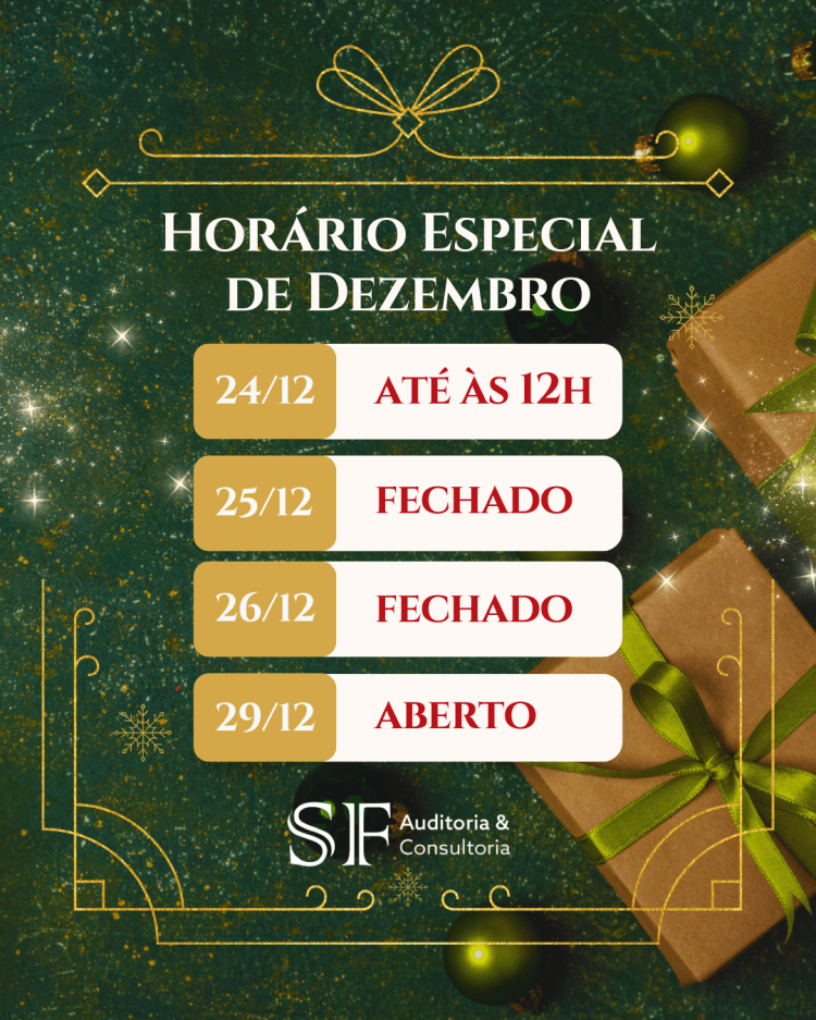 SF Auditoria e Consultoria divulga horário especial de funcionamento no período de&nbsp;Natal