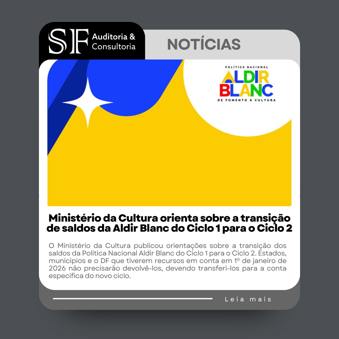 Ministério da Cultura orienta sobre a transição de saldos da Aldir Blanc do Ciclo 1 para o Ciclo&nbsp;2