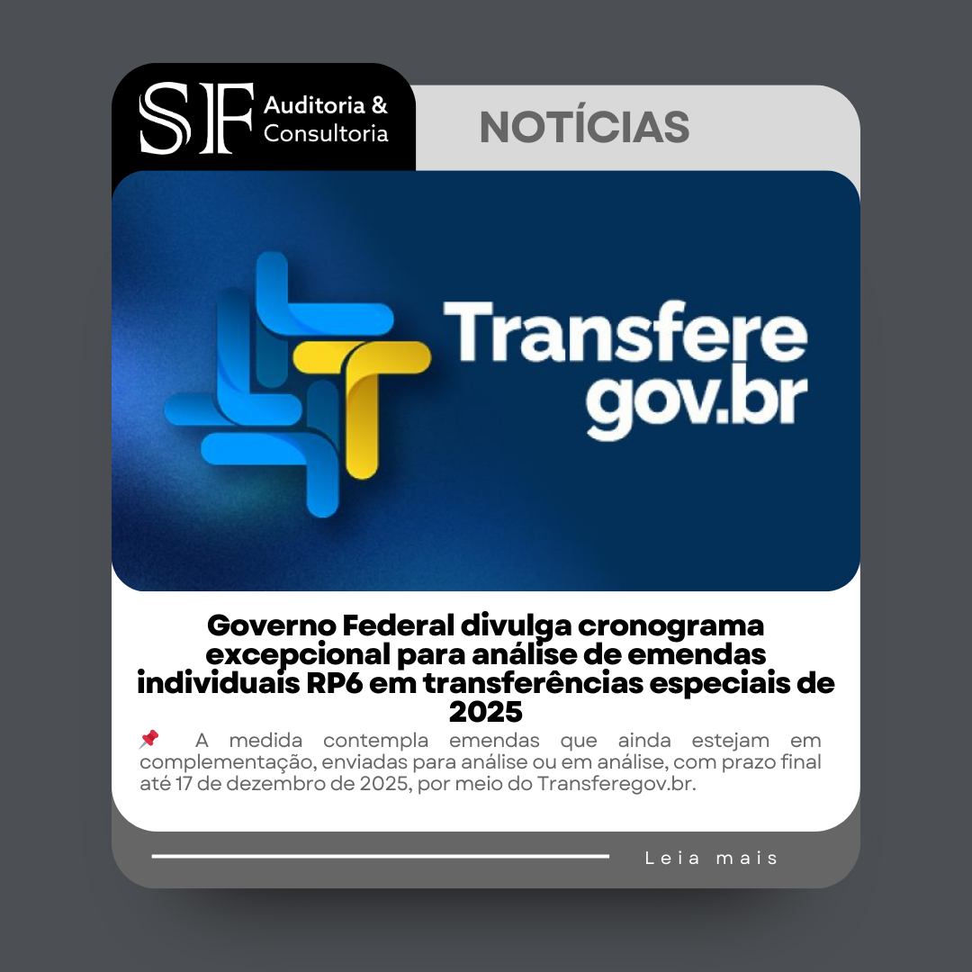 Governo Federal divulga cronograma excepcional para análise de emendas individuais RP6 em transferências especiais de&nbsp;2025
