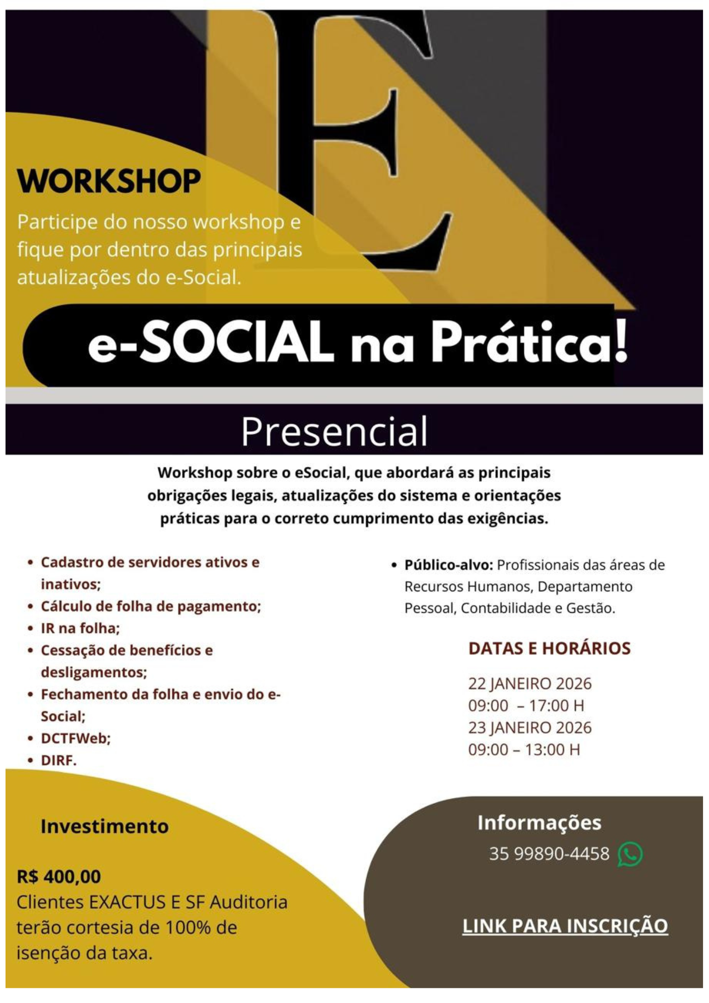 📢 WORKSHOP | e-Social na&nbsp;Prática