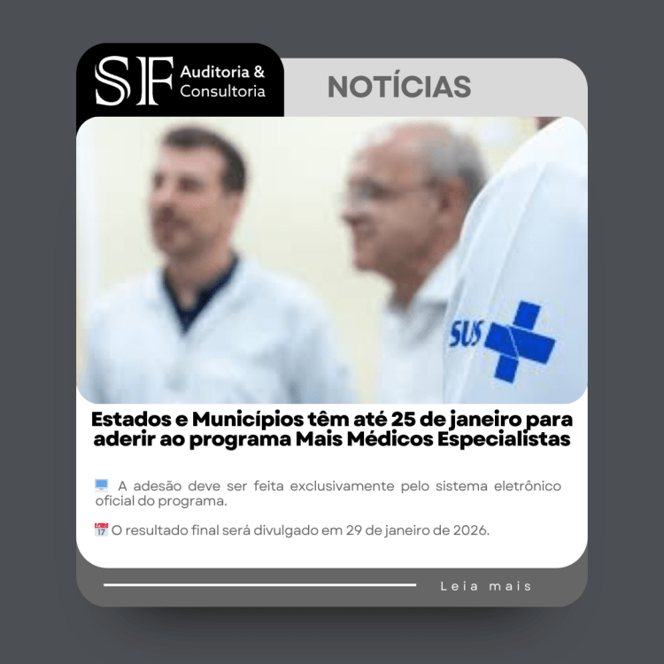 Estados e Municípios têm até 25 de janeiro para aderir ao programa Mais Médicos&nbsp;Especialistas