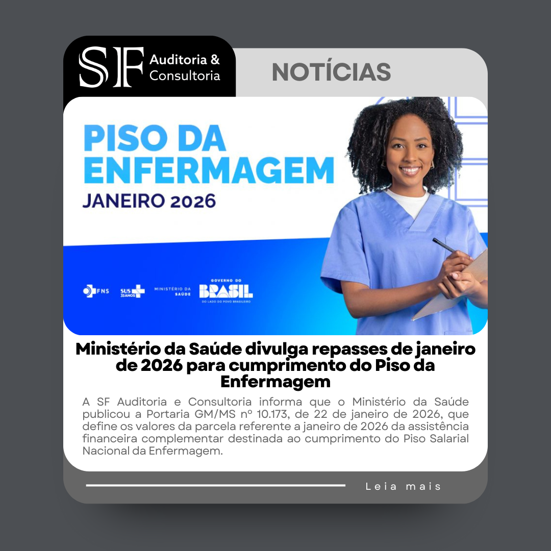 Ministério da Saúde divulga repasses de janeiro de 2026 para cumprimento do Piso da&nbsp;Enfermagem