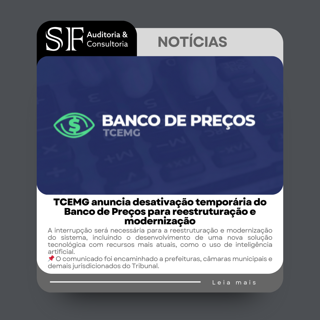TCEMG anuncia desativação temporária do Banco de Preços para reestruturação e&nbsp;modernização