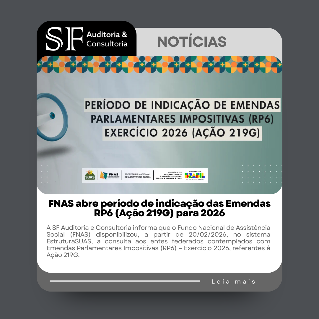 FNAS abre período de indicação das Emendas RP6 (Ação 219G) para&nbsp;2026