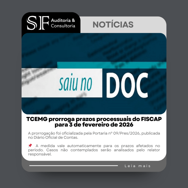 TCEMG prorroga prazos processuais do FISCAP para 3 de fevereiro de&nbsp;2026