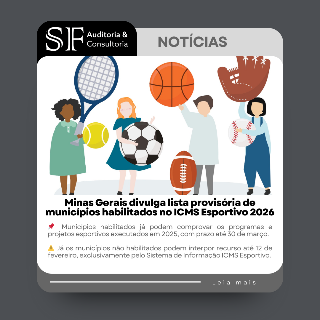 Minas Gerais divulga lista provisória de municípios habilitados no ICMS Esportivo&nbsp;2026