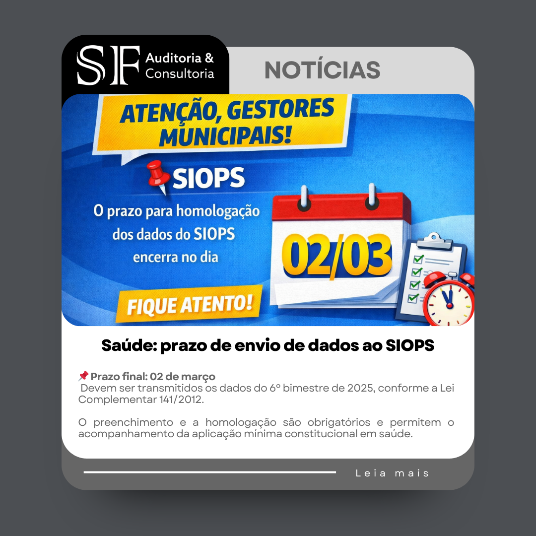 Saúde: prazo de envio de dados ao&nbsp;SIOPS