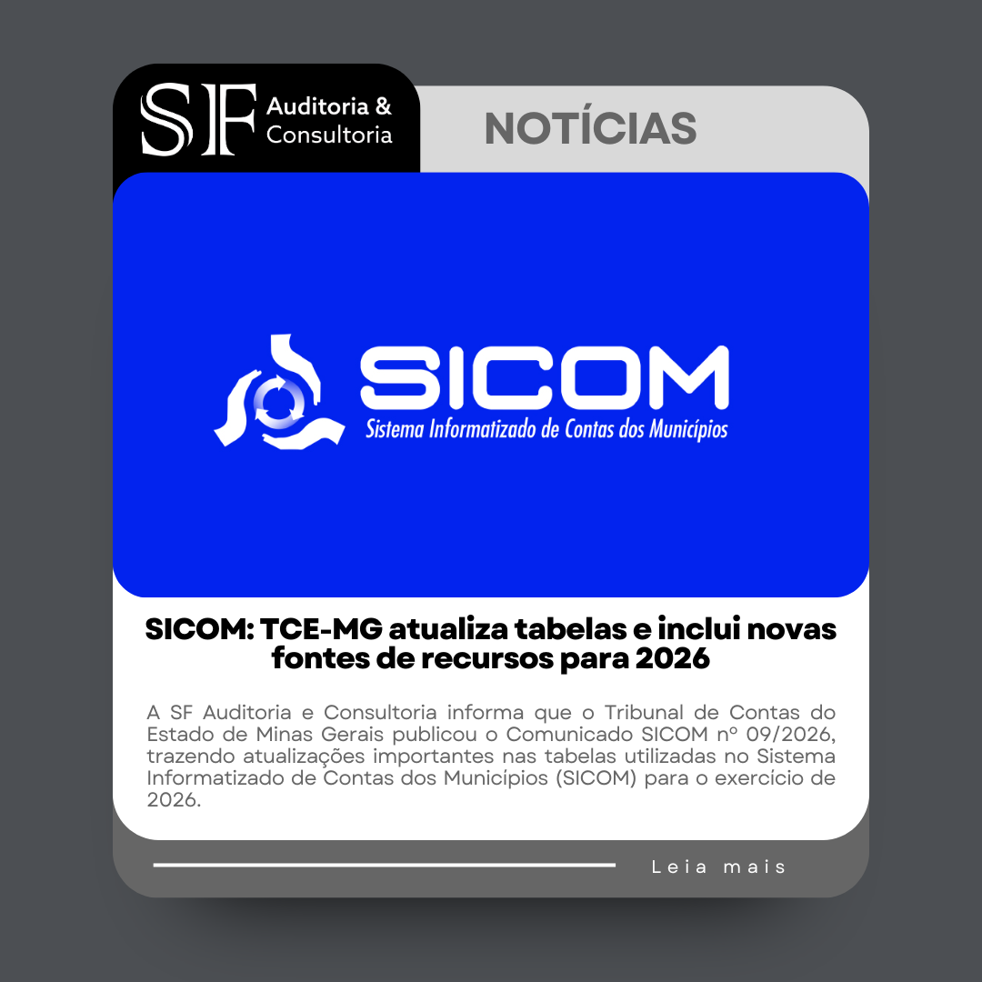 SICOM: TCE-MG atualiza tabelas e inclui novas fontes de recursos para&nbsp;2026