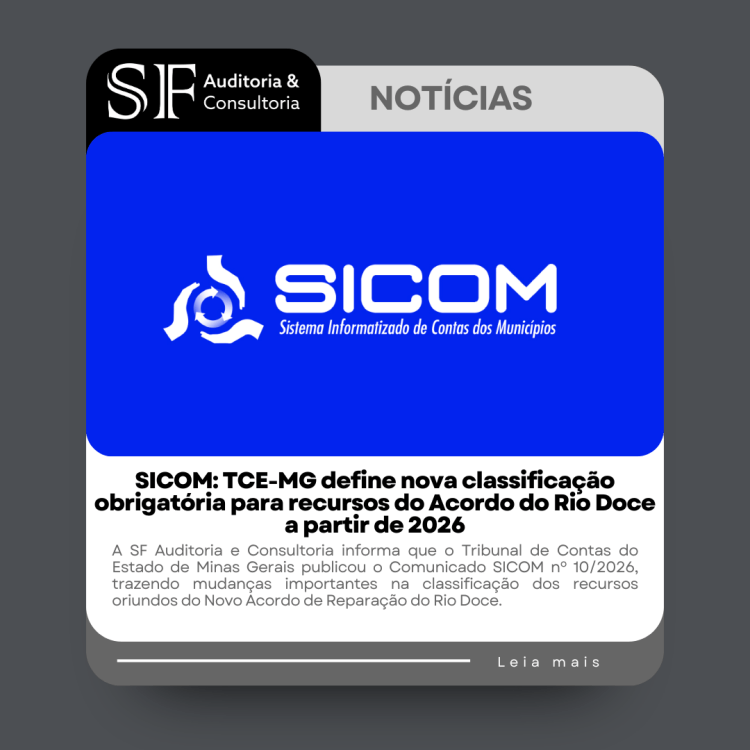 SICOM: TCE-MG define nova classificação obrigatória para recursos do Acordo do Rio Doce a partir de&nbsp;2026