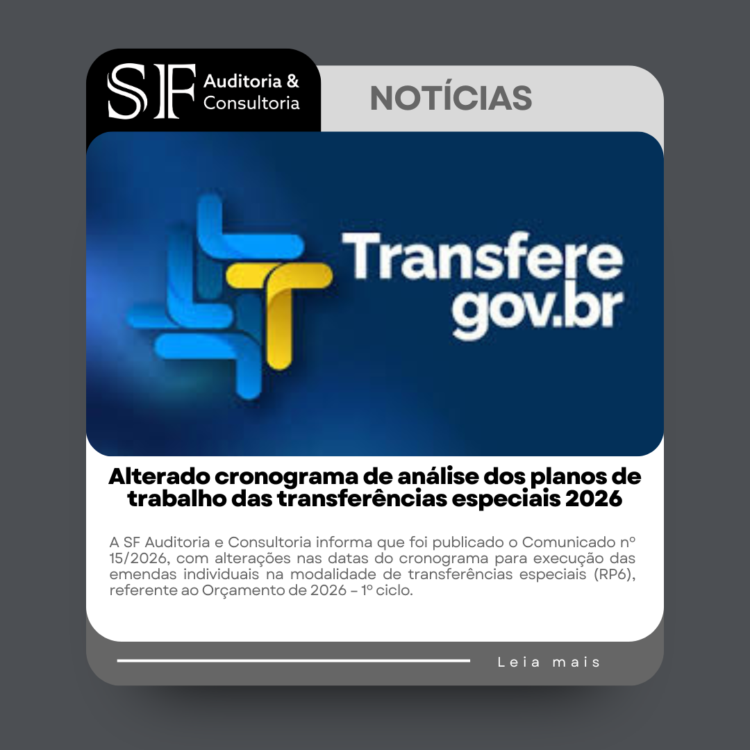 Alterado cronograma de análise dos planos de trabalho das transferências especiais&nbsp;2026