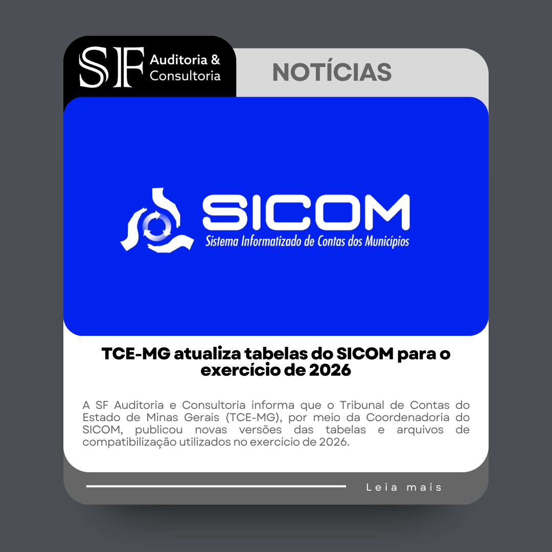 TCE-MG atualiza tabelas do SICOM para o exercício de&nbsp;2026