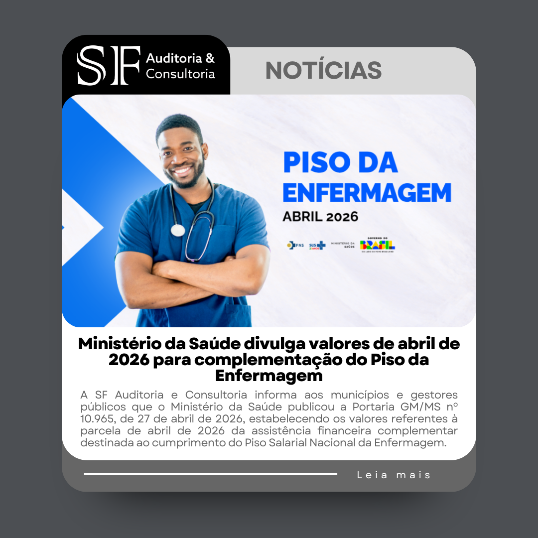 Ministério da Saúde divulga valores de abril de 2026 para complementação do Piso da&nbsp;Enfermagem