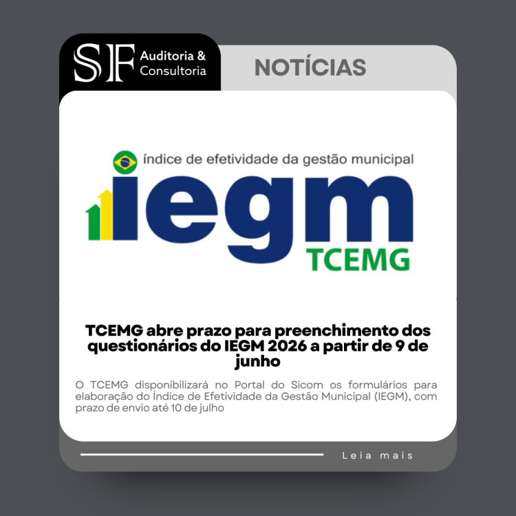 TCEMG abre prazo para preenchimento dos questionários do IEGM 2026 a partir de 9 de&nbsp;junho