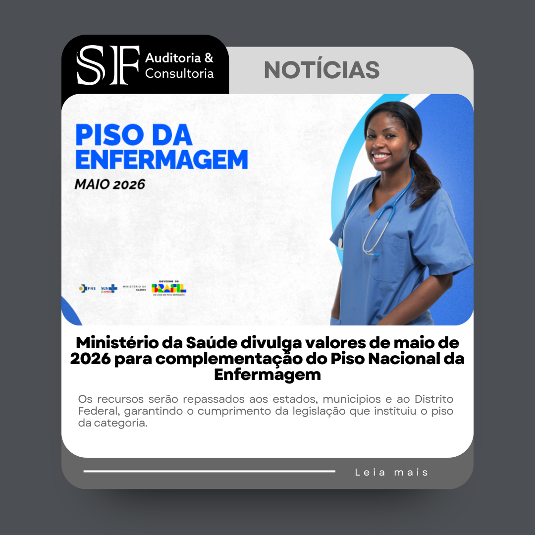 Ministério da Saúde divulga valores de maio de 2026 para complementação do Piso Nacional da&nbsp;Enfermagem