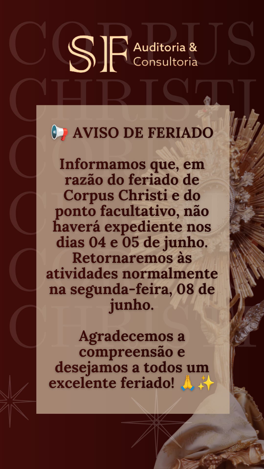Feriado de Corpus&nbsp;Christi